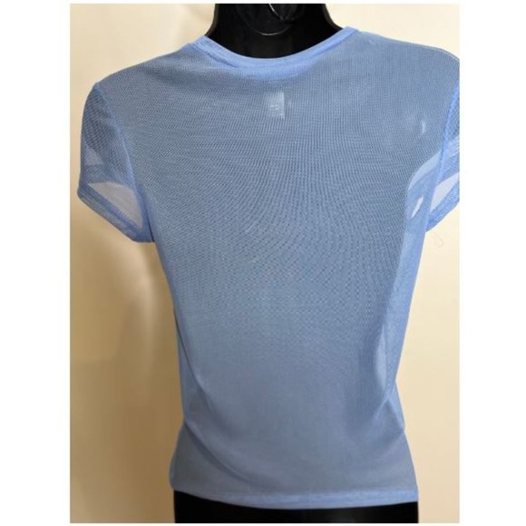 Revamped Womens Pullover Mesh T-Shirt Oversized Short Sleeve Size S Blue - Picture 2 of 4